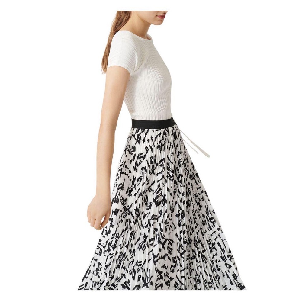Maje Jemo Geometric PrintPleated Midi Skirt sz40